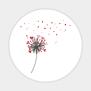 Dandelion with red retro hearts Magnet